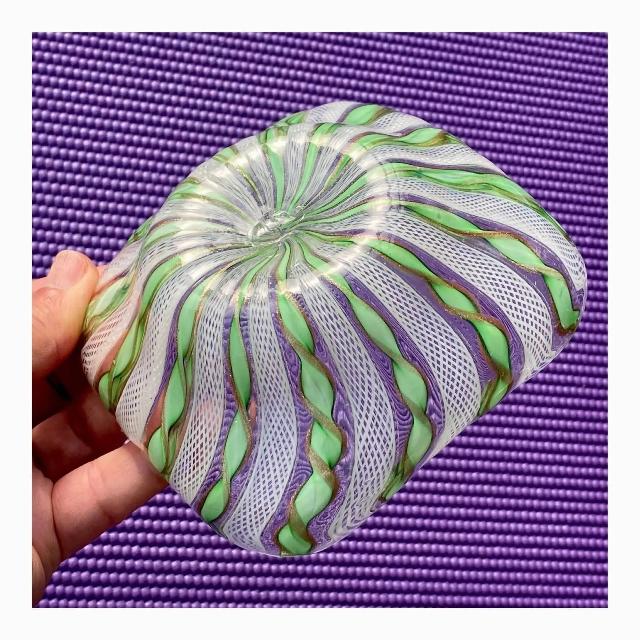 Murano Zanfirico Bowl with Aventurine
