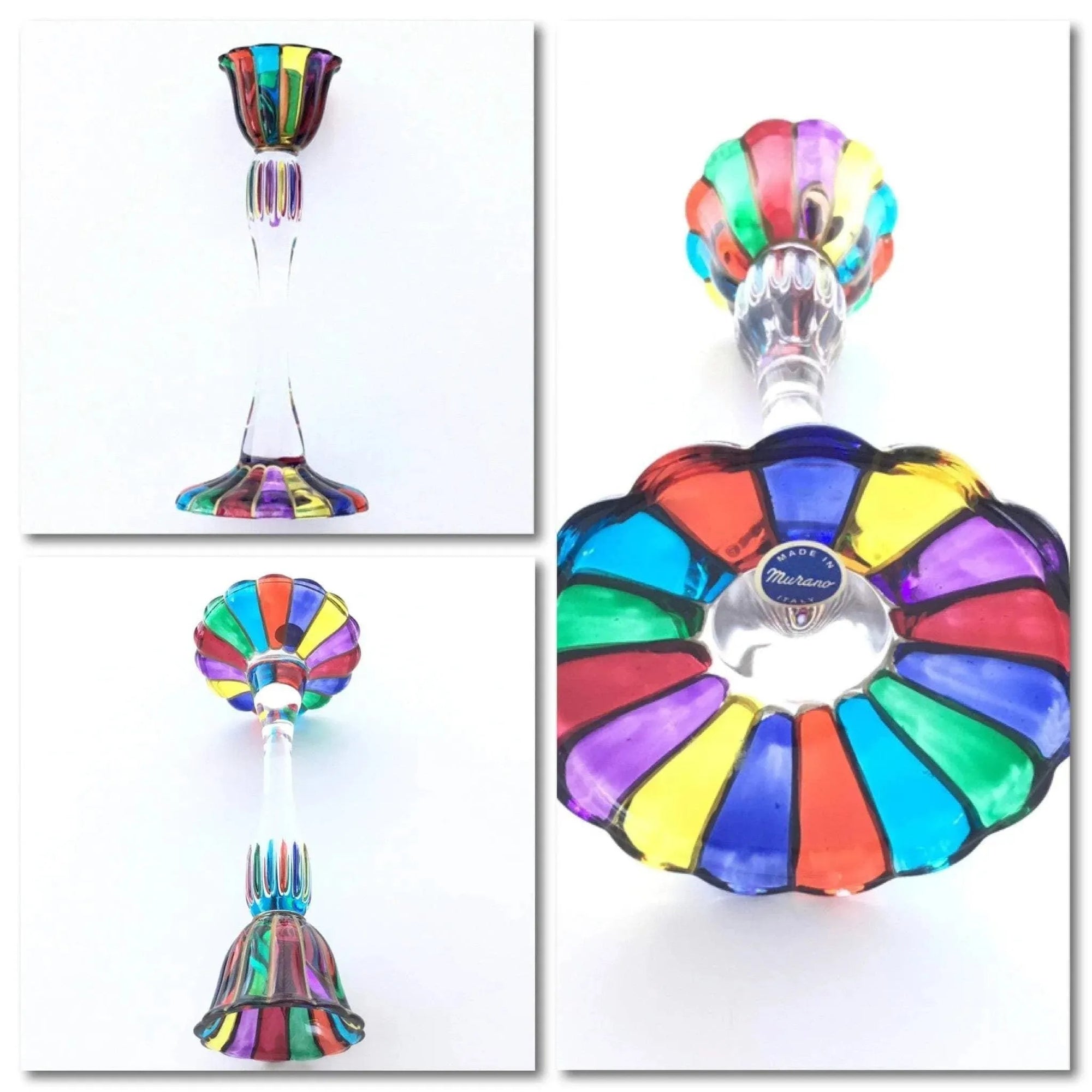 Murano glass candle holder cenedese vetri style