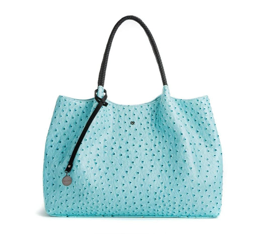 Naomi - Light Blue Vegan Leather Tote Bag Jewelry Bubble