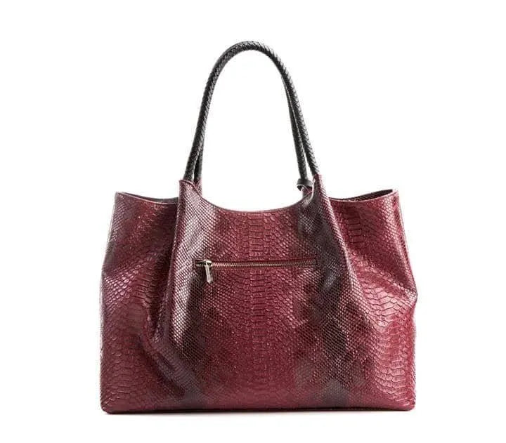 Naomi - Red Textured Vegan Leather Tote Bag Jewelry Bubble