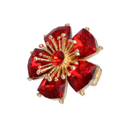 Nature Inspired Lush Red Daisy Flower Ring Jewelry Bubble