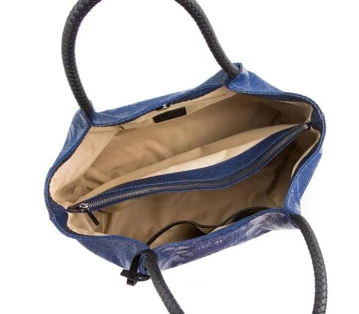 Navy Vegan Leather Tote Bag