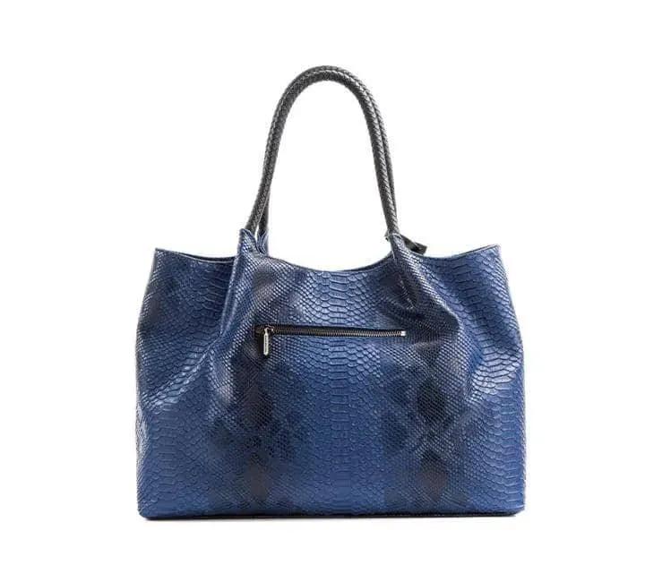 Navy Vegan Leather Tote Bag