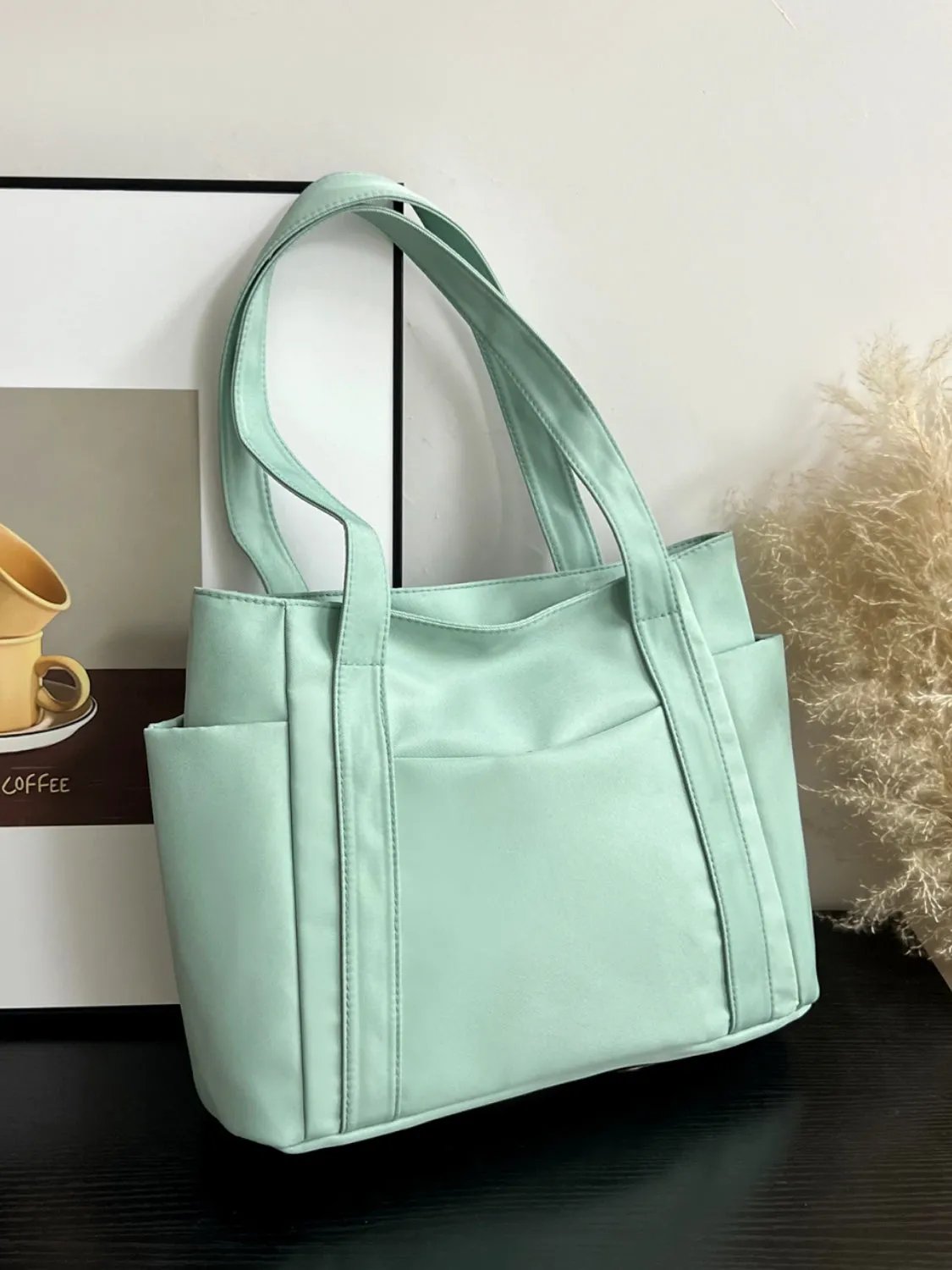Nylon Oxford Large Tote Bag with Zipper for Women