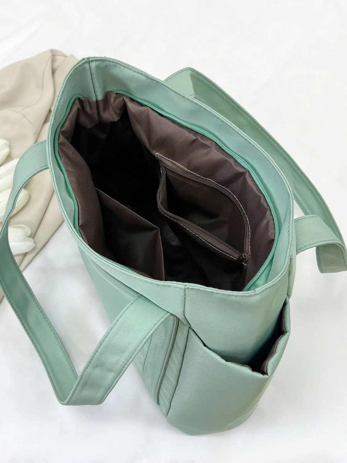 Nylon Oxford Large Tote Bag with Zipper for Women