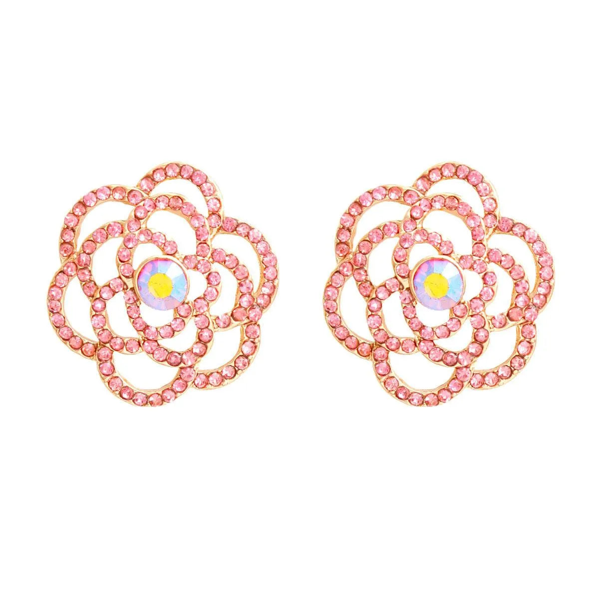 Open Pink Rose Earrings: Chic and Contemporary Style Jewelry Bubble