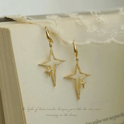 Open Star Drop Earrings Gold Plated Jewelry Bubble