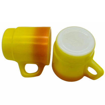 Orange Yellow Anchor Hocking Fire King Vintage Mugs Jewelry Bubble