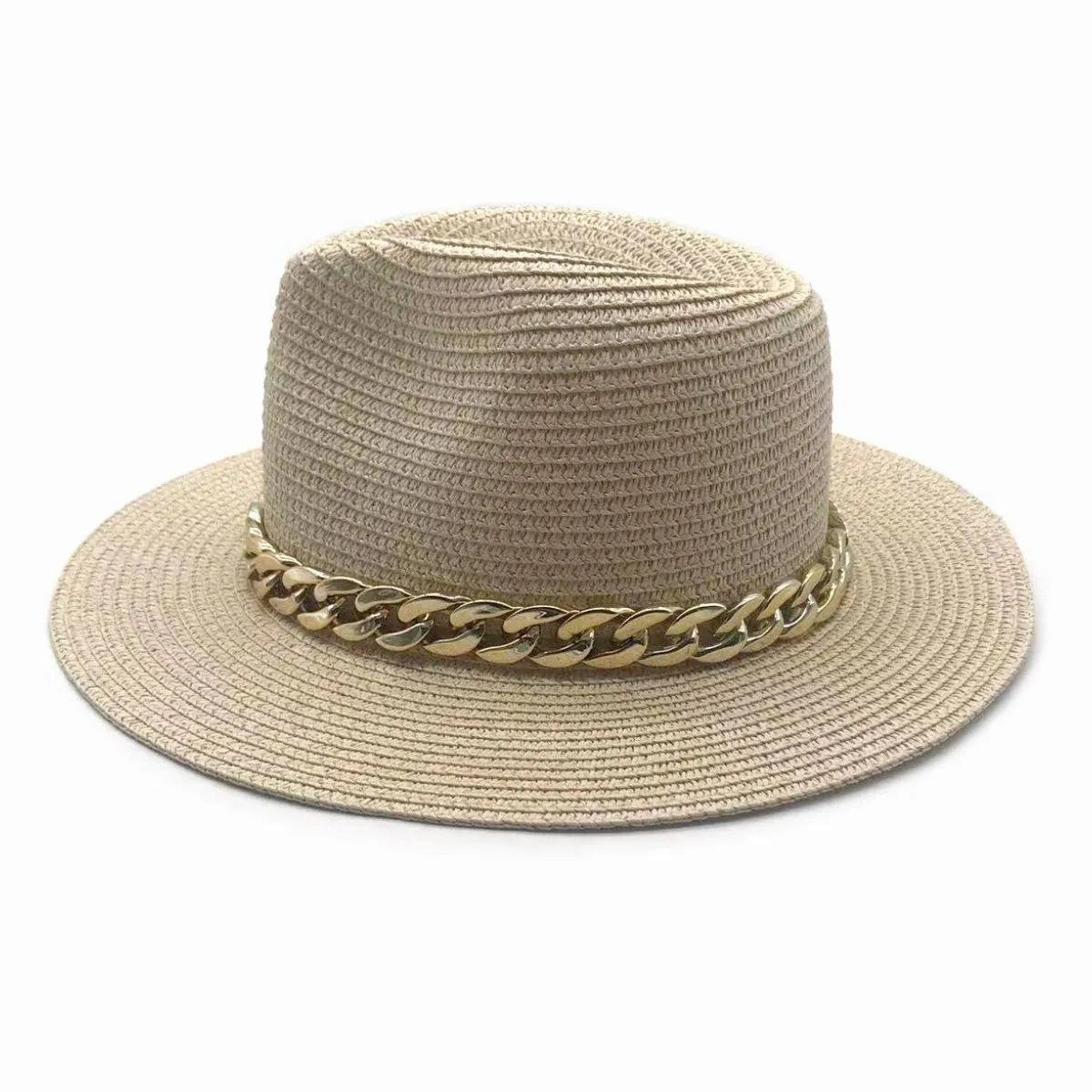 Panama Hat in Ivory with Chain Band Detail for Women Jewelry Bubble