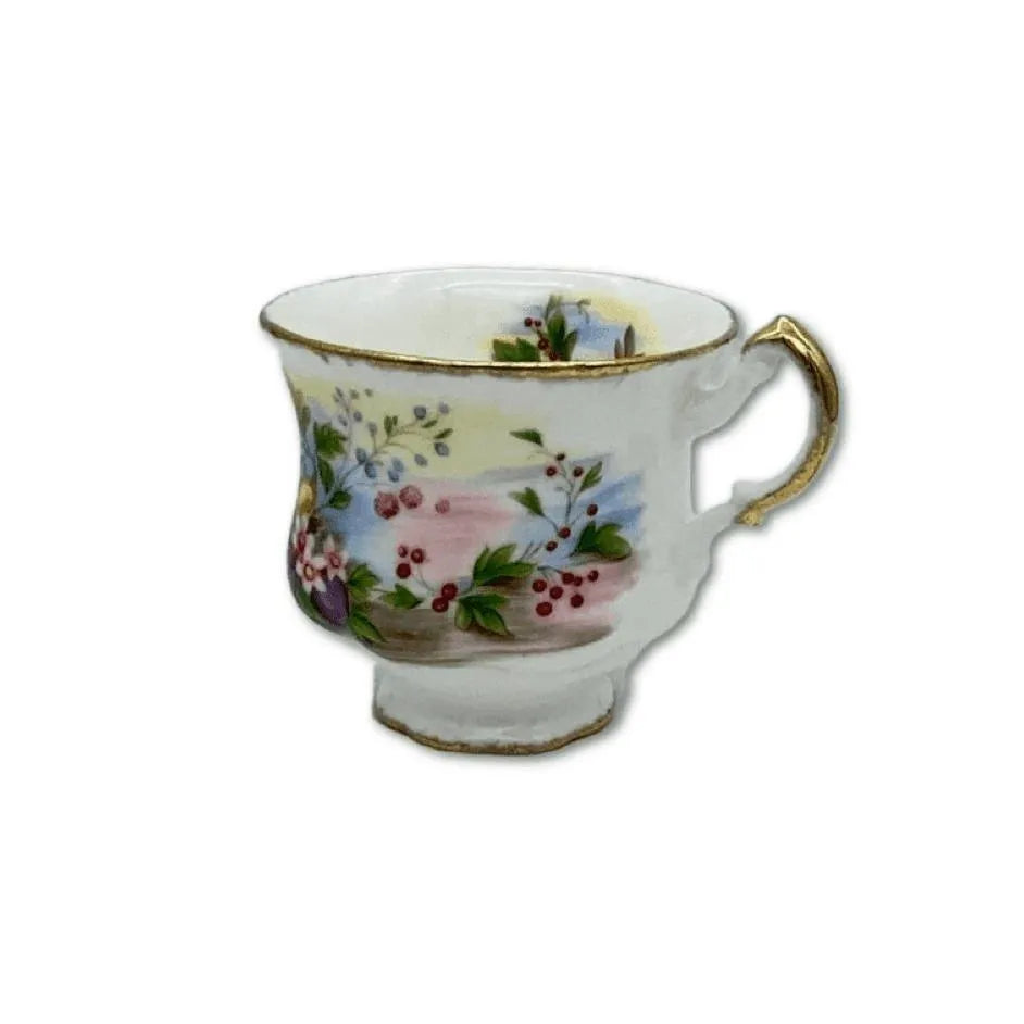 Paragon China, Fruit Pattern Tea Cup Saucer Set Jewelry Bubble