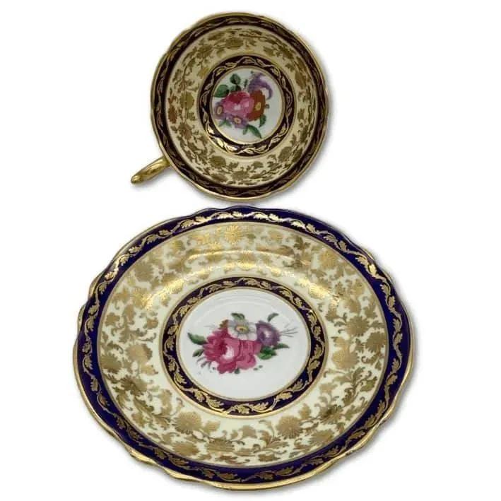 Paragon Fine China, Vintage Tea Cup & Saucer Set, Scrollwork & flowers