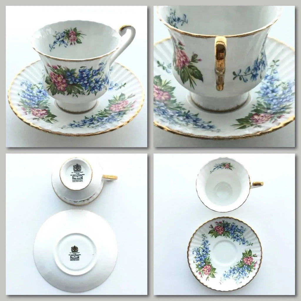 Paragon vintage teacup saucer set floral bouquet