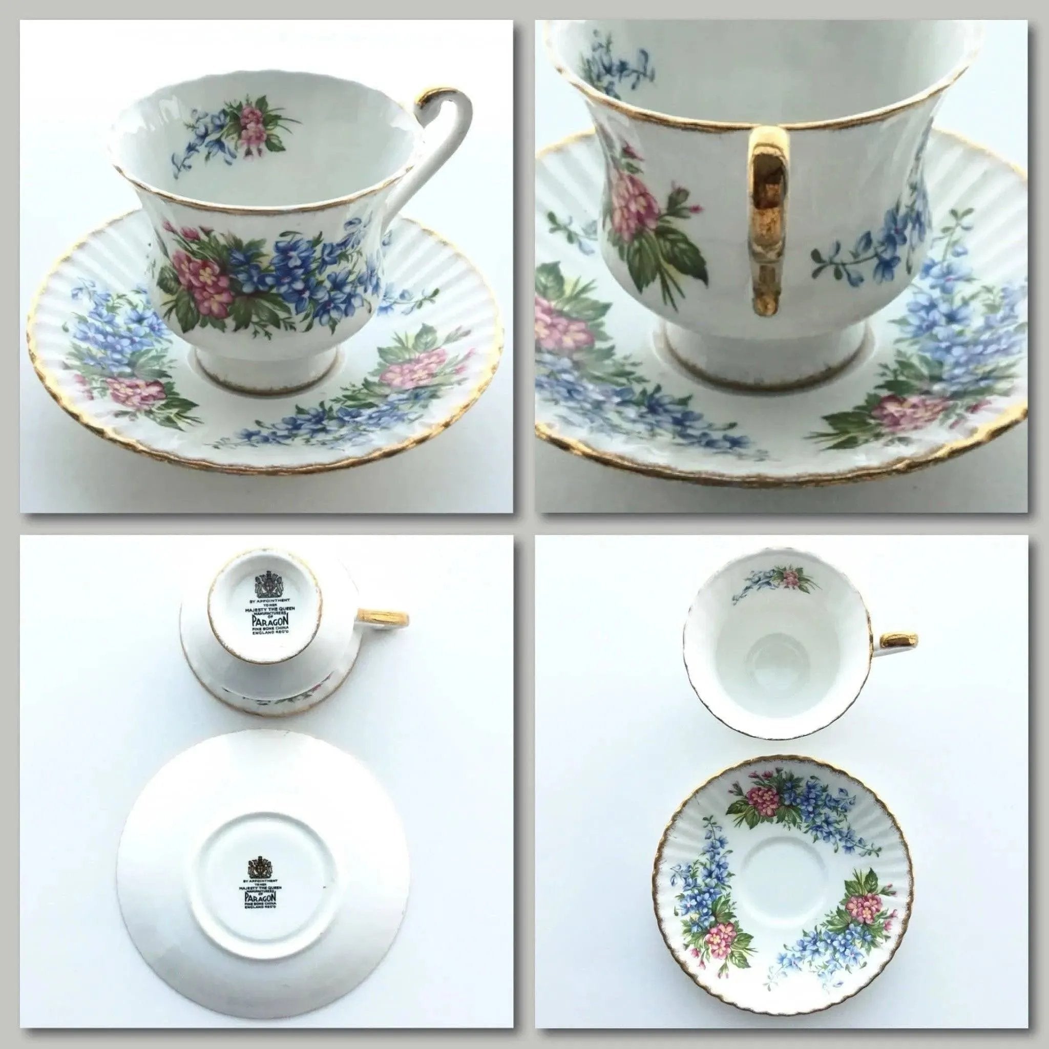 Paragon vintage teacup saucer set floral bouquet