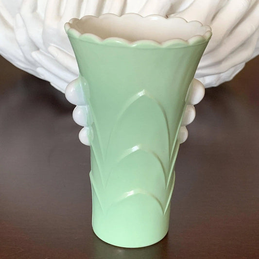 Pastel Green Fired On Vitrock Table Vase Jewelry Bubble