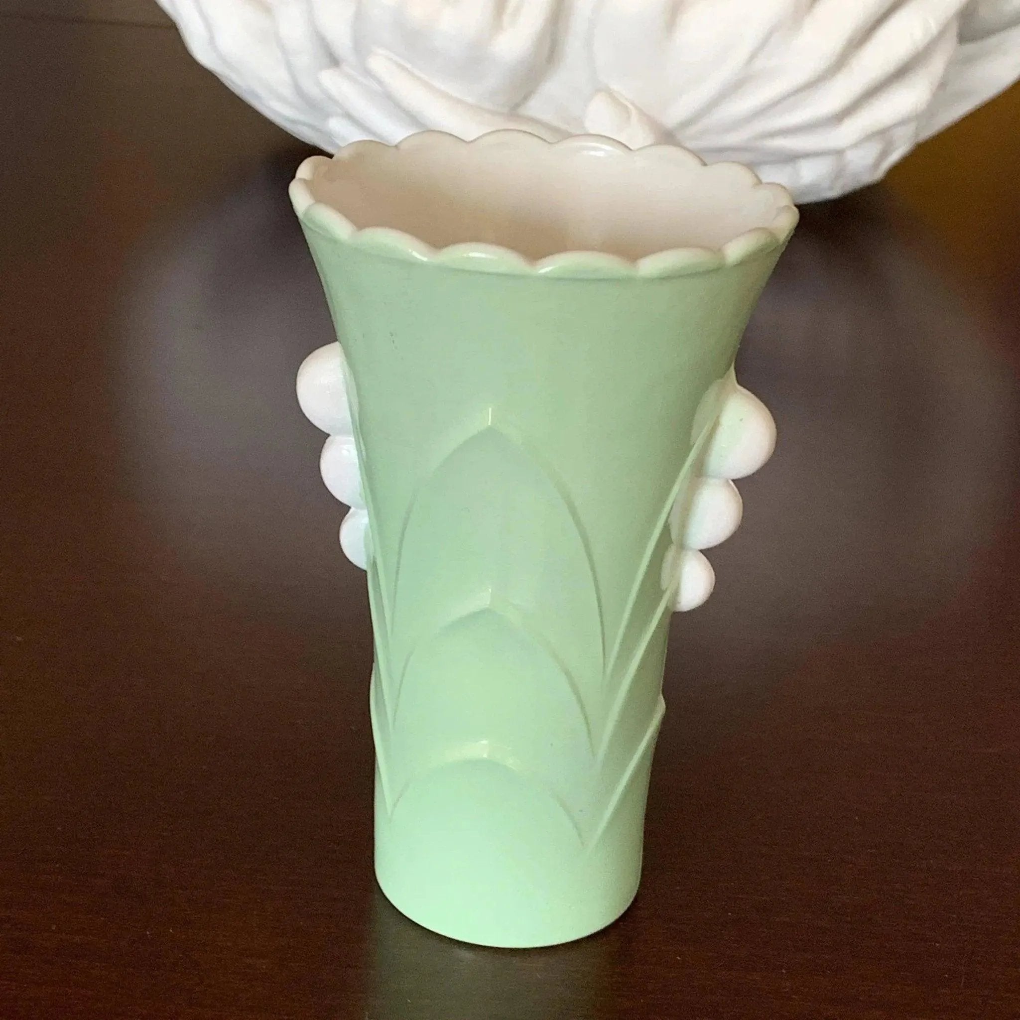 Pastel Green Fired On Vitrock Table Vase