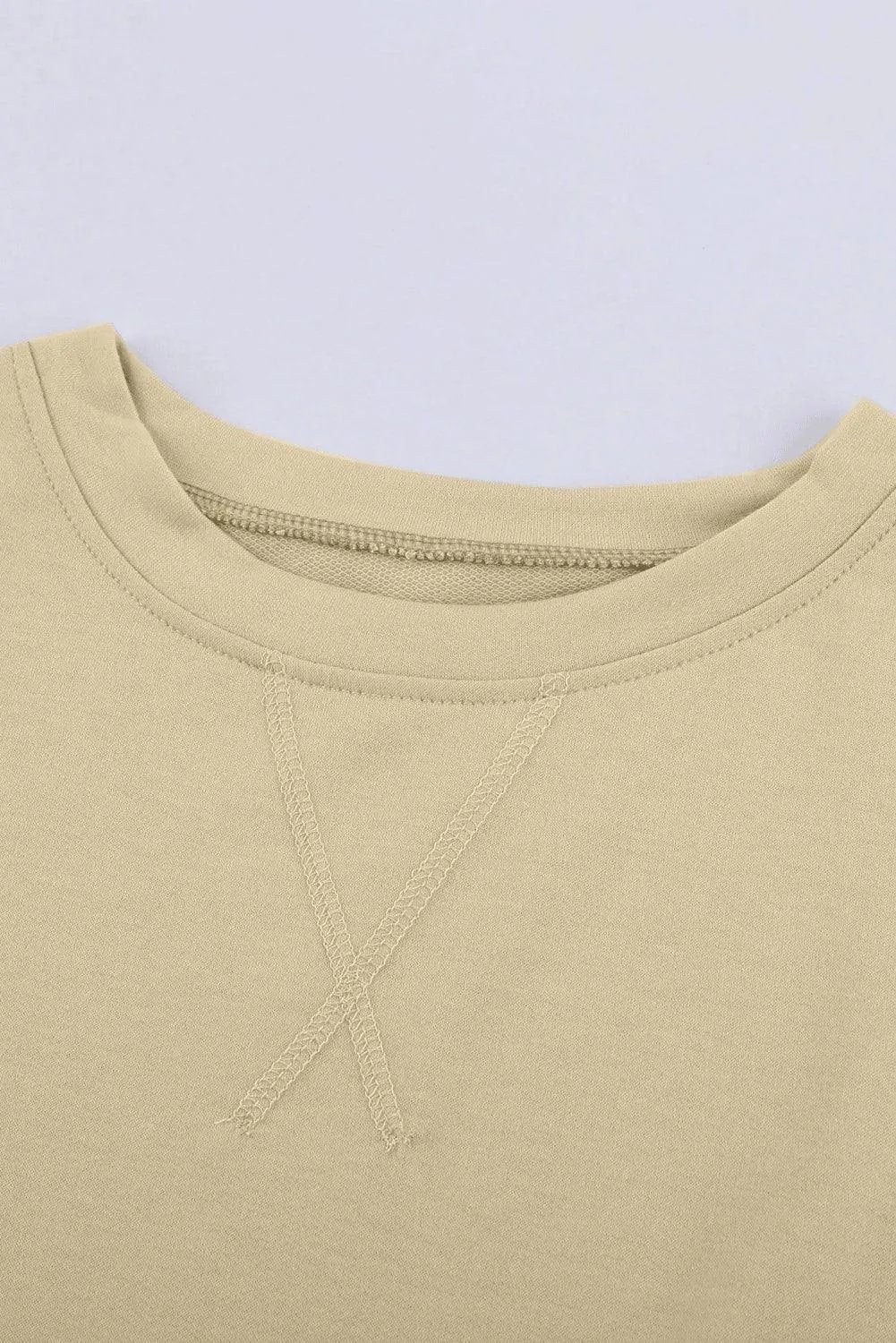 Patchwork Dropped Shoulder Sweatshirt Apricot