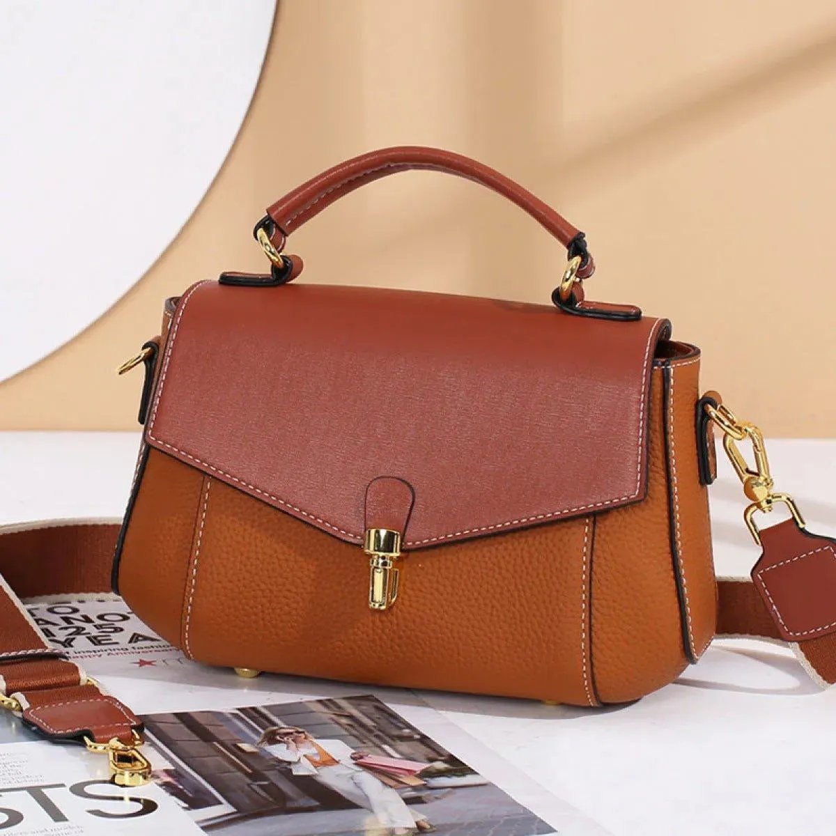 Patchwork Shoulder Bag Zipper Handbag