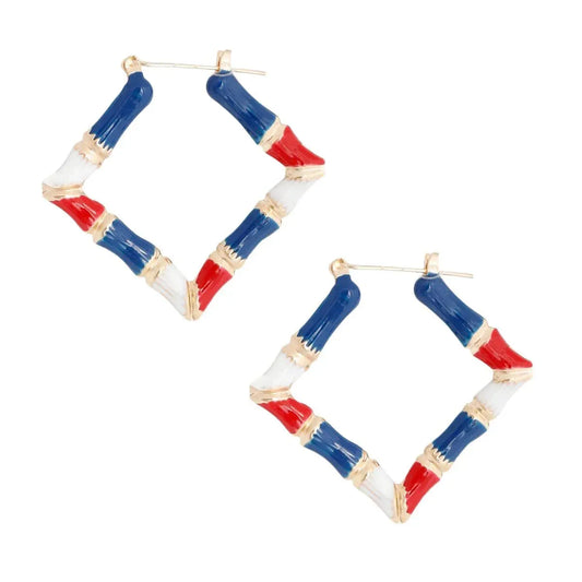 Patriotic Red White Blue Hoops: Fun and Festive Earrings Pinktown