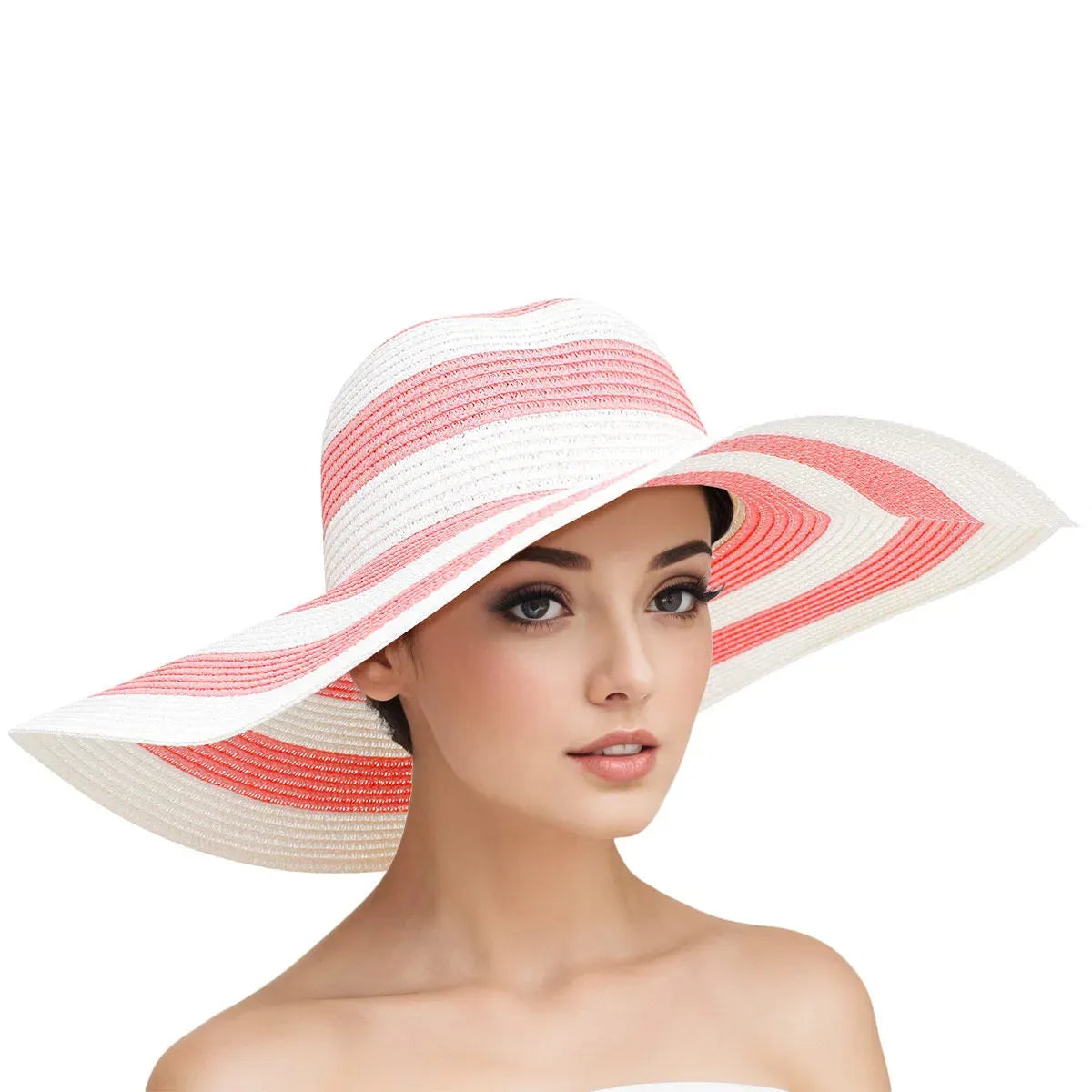 Perfect for Summer: Pink White Striped Hat for Ladies Jewelry Bubble