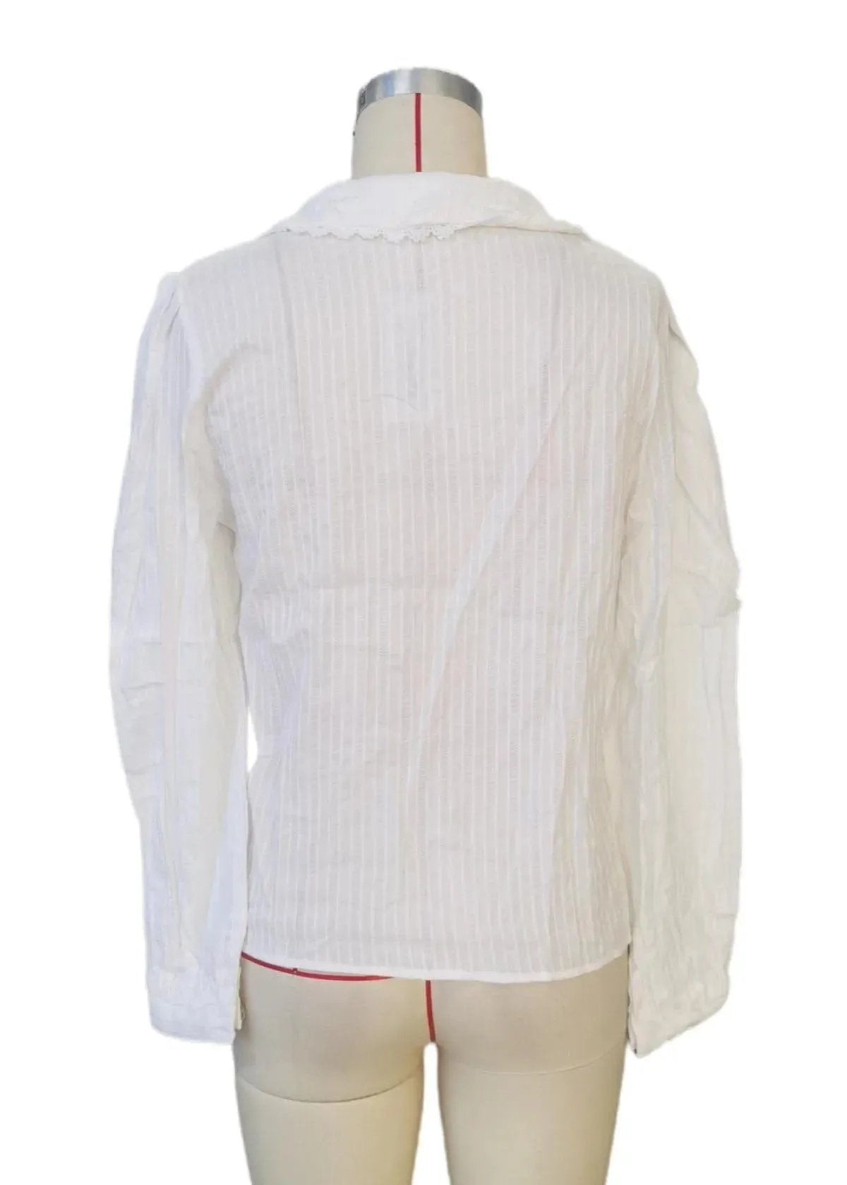 Peter Pan Collar Lace Trim Button Front Womens Shirt