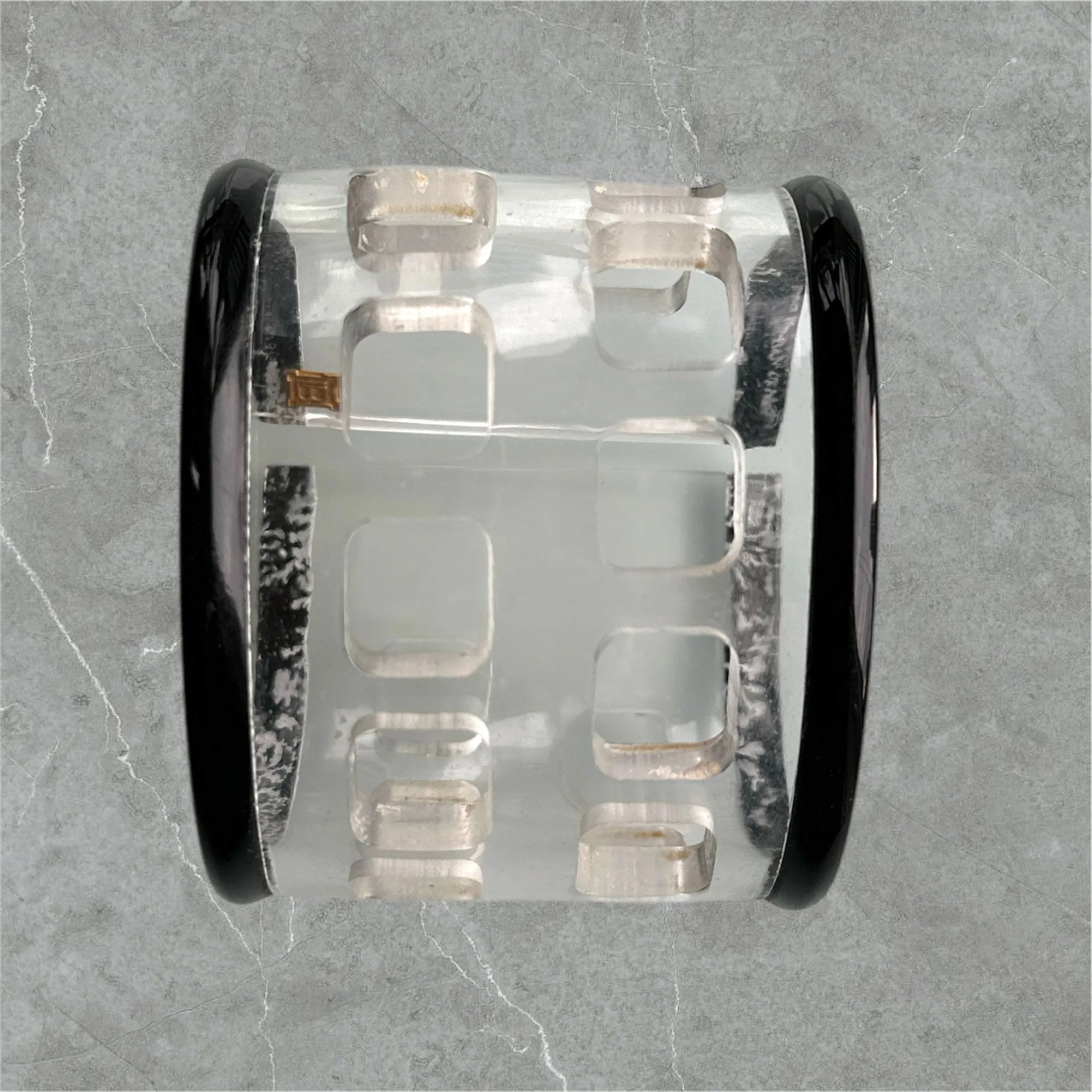 Vintage Acrylic Open-Cuff Bracelet for Women - Checkerboard Design