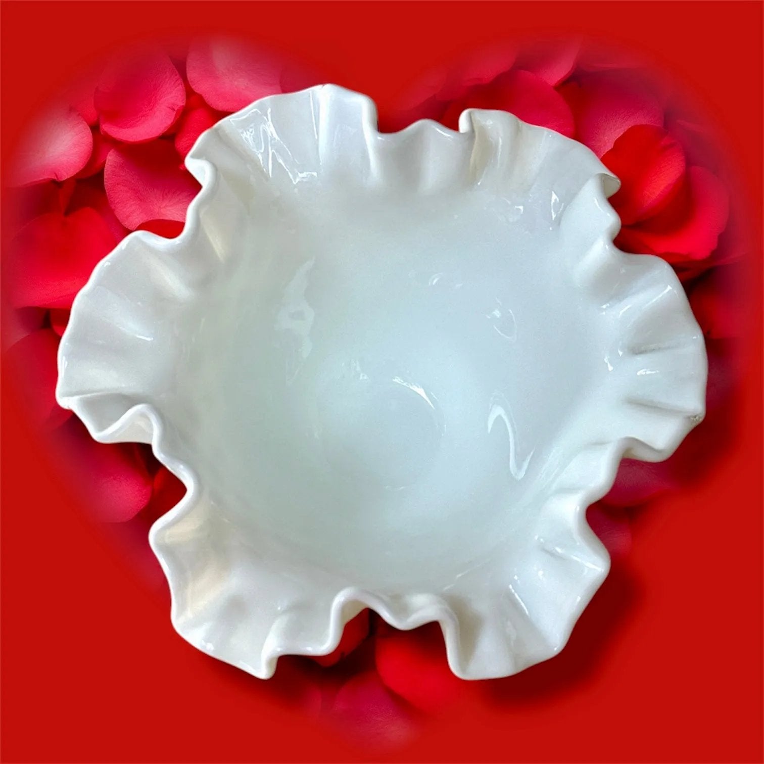 Vintage White Hobnail Bowl – Ruffled Charm