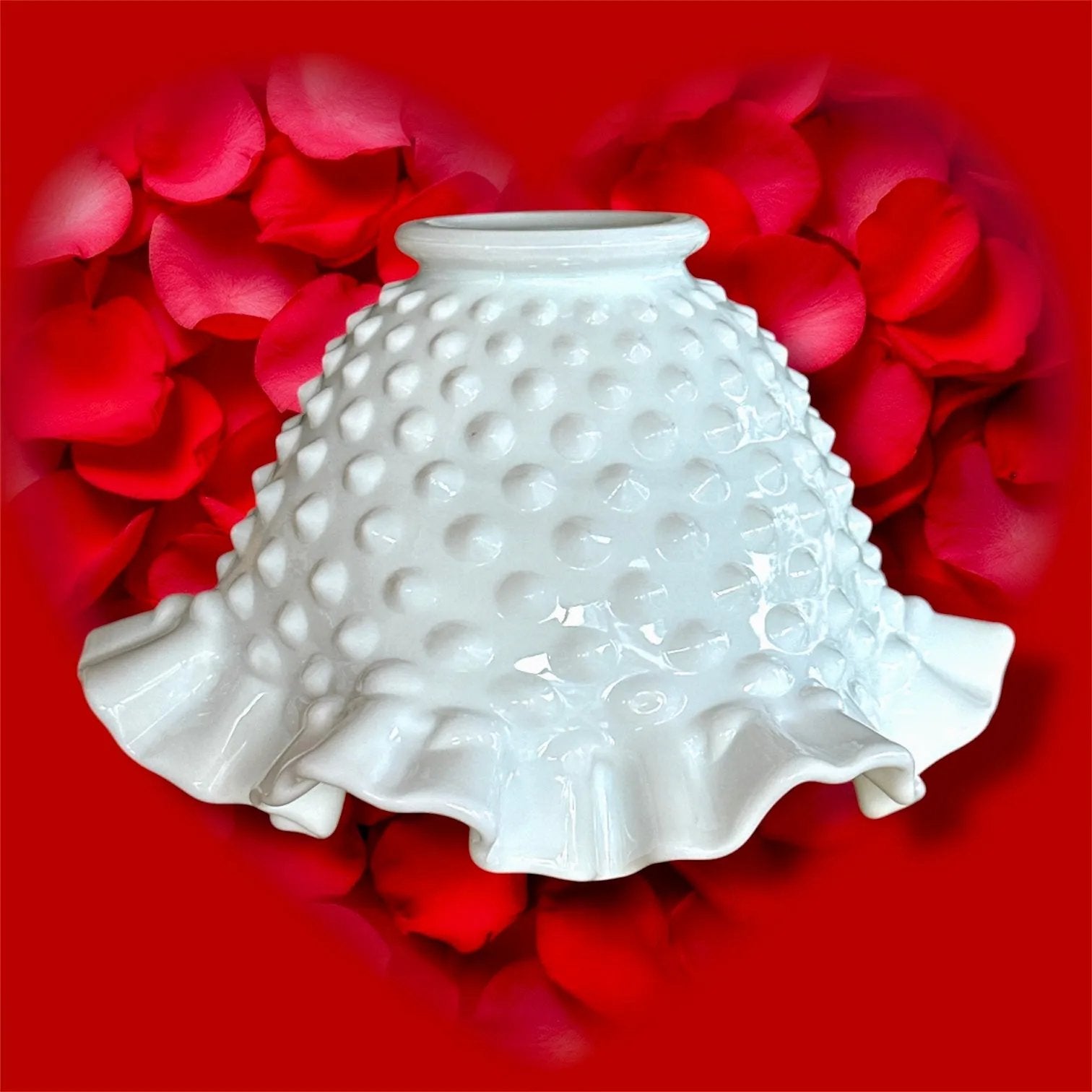 Vintage White Hobnail Bowl – Ruffled Charm
