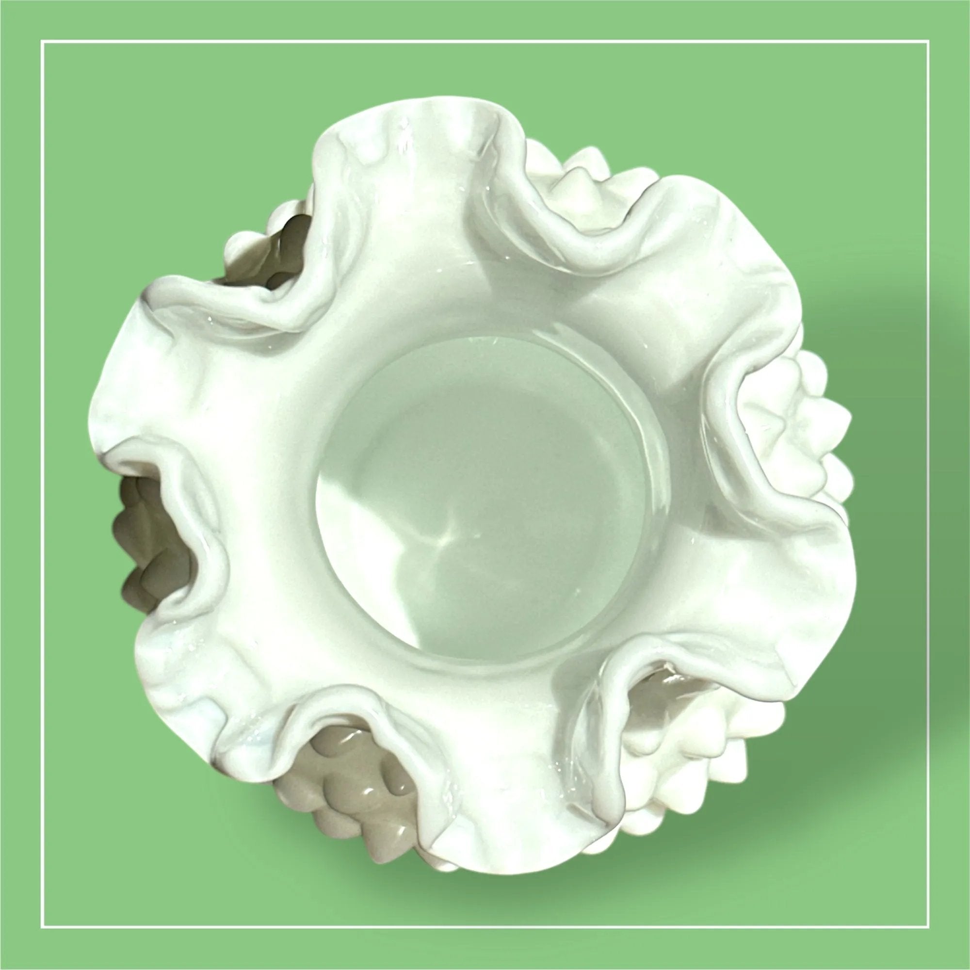 Double Crimped Hobnail Milk Glass Vase - 5.5" Collector's Piece