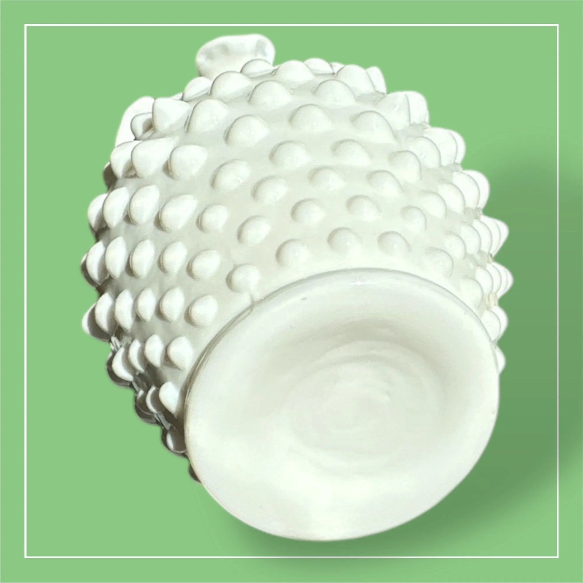 Double Crimped Hobnail Milk Glass Vase - 5.5" Collector's Piece