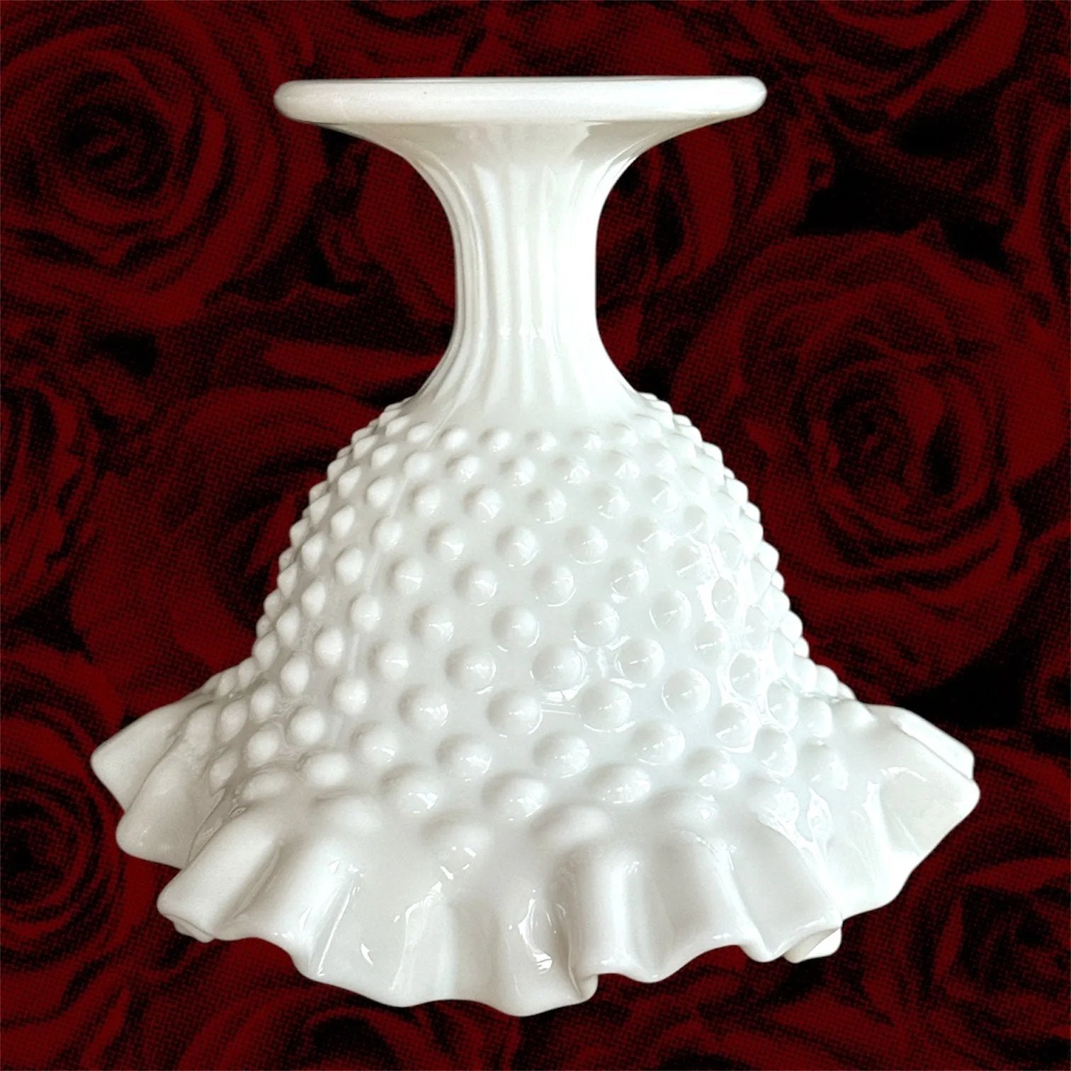 Chic White Hobnail Glass Bowl – Ruffled Elegance