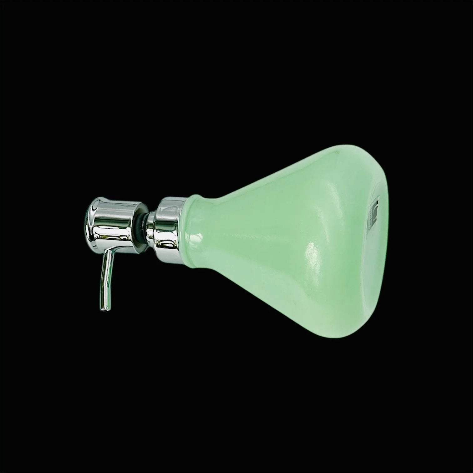Vintage Jadeite Milky Green Glass Soap Dispenser with Chrome-Look Pump