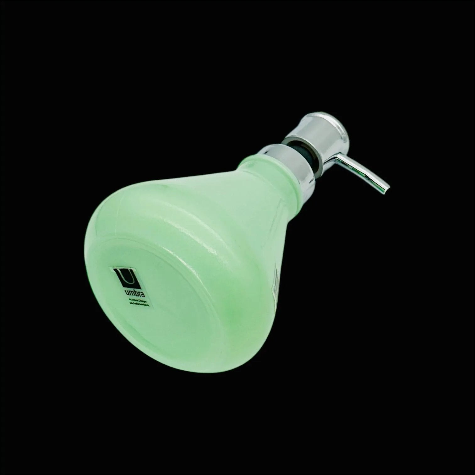 Vintage Jadeite Milky Green Glass Soap Dispenser with Chrome-Look Pump