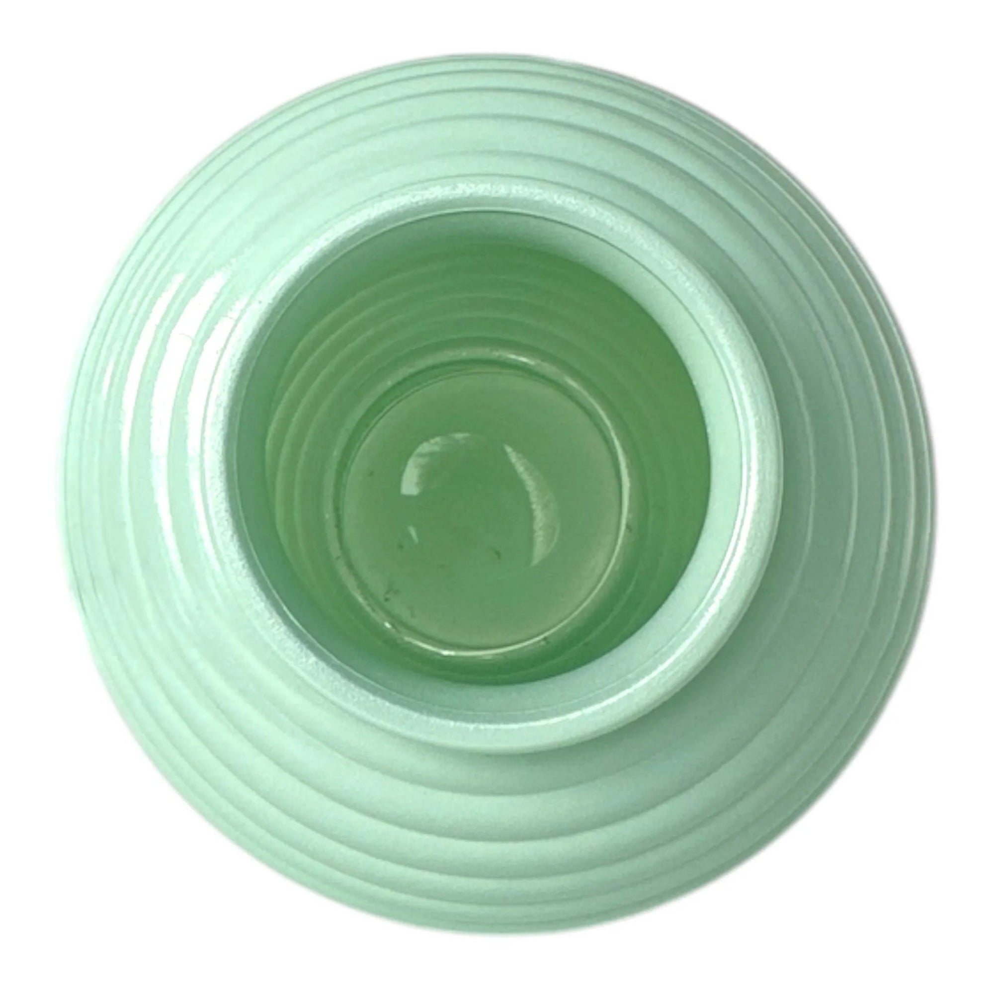 Vintage Green Ribbed Glass Vase - Mid-Century Collectible Home Decor