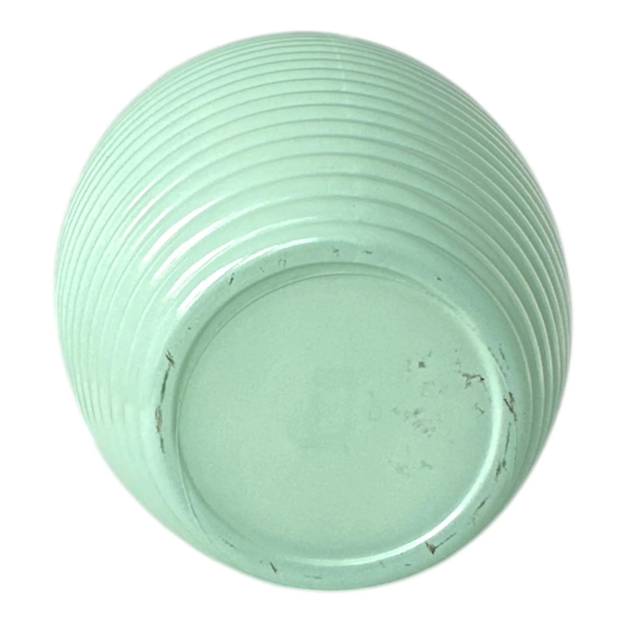Vintage Green Ribbed Glass Vase - Mid-Century Collectible Home Decor