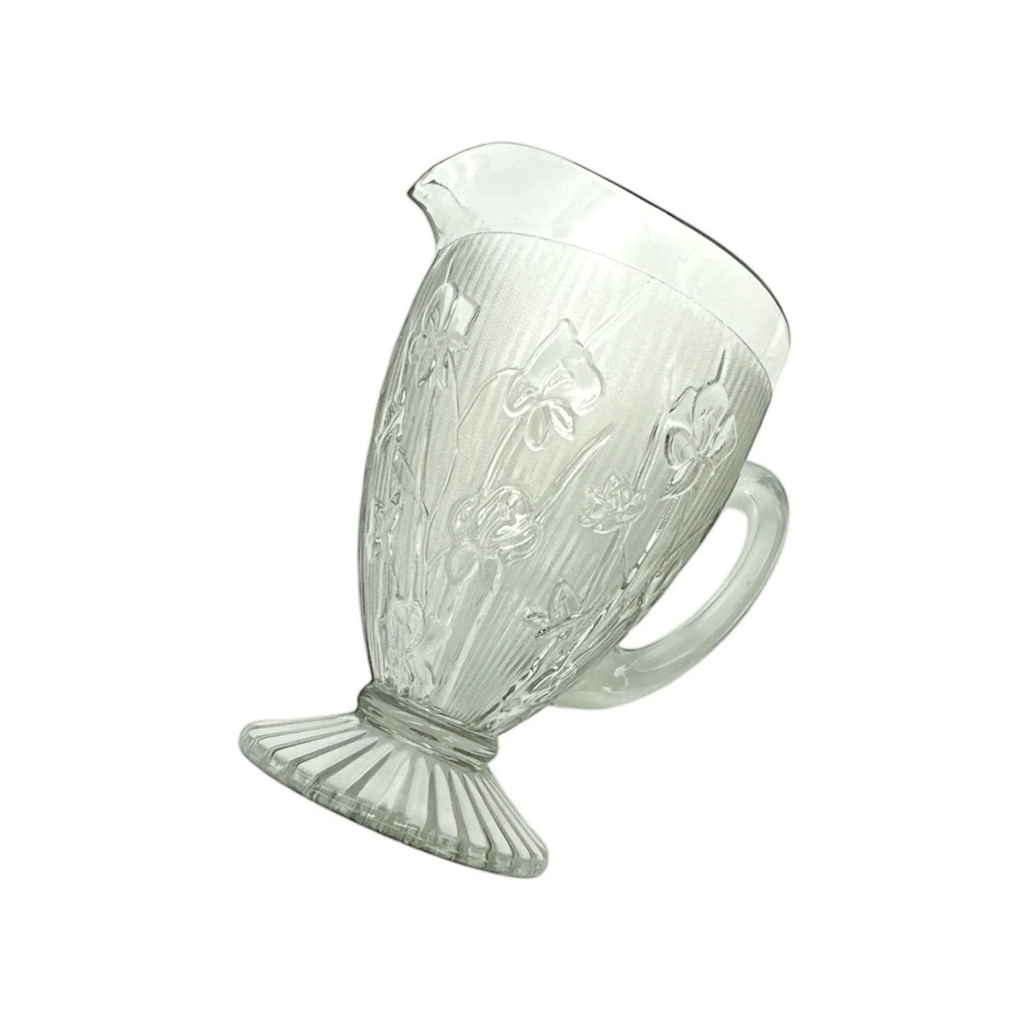 Jeannette Glass Co. Iris & Herringbone Clear Glass Pitcher