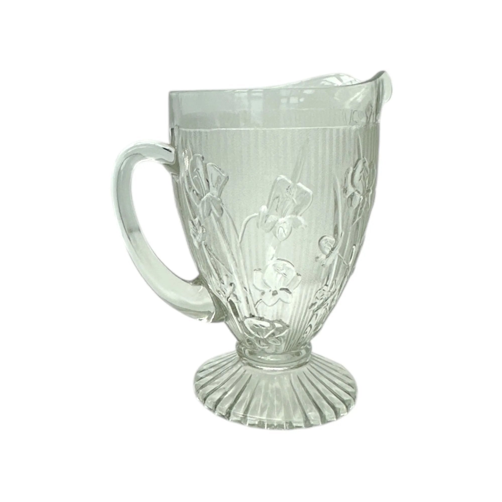 Jeannette Glass Co. Iris & Herringbone Clear Glass Pitcher