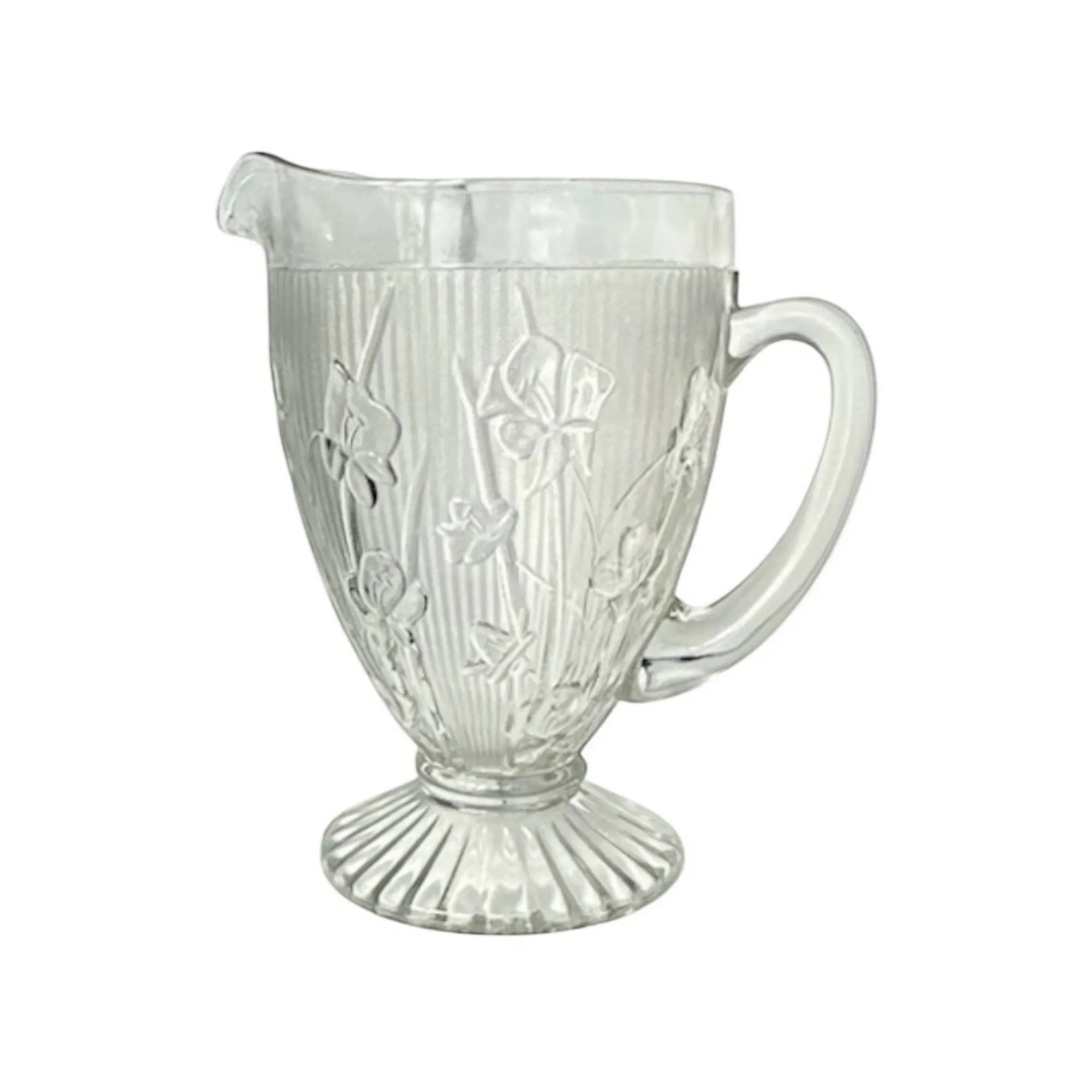 Jeannette Glass Co. Iris & Herringbone Clear Glass Pitcher