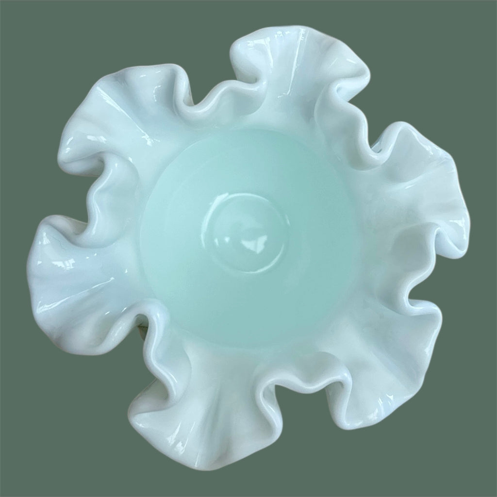 Buy Vintage Fenton Milk Glass Hobnail Ruffle Vase – Authentic 1970s