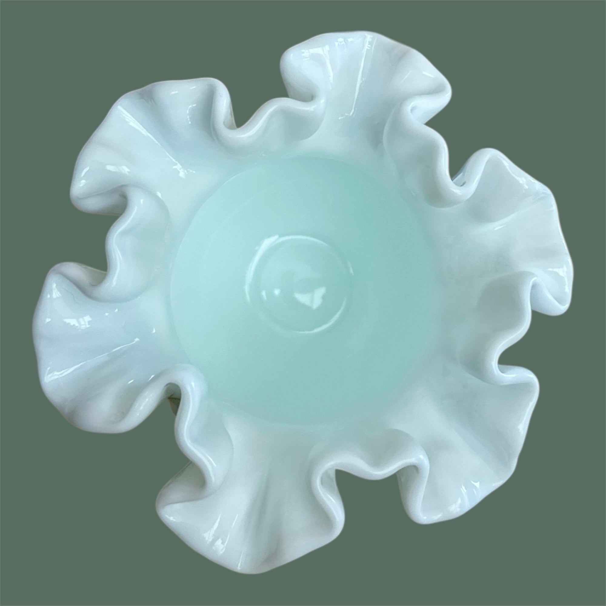 Buy Vintage Fenton Milk Glass Hobnail Ruffle Vase – Authentic 1970s