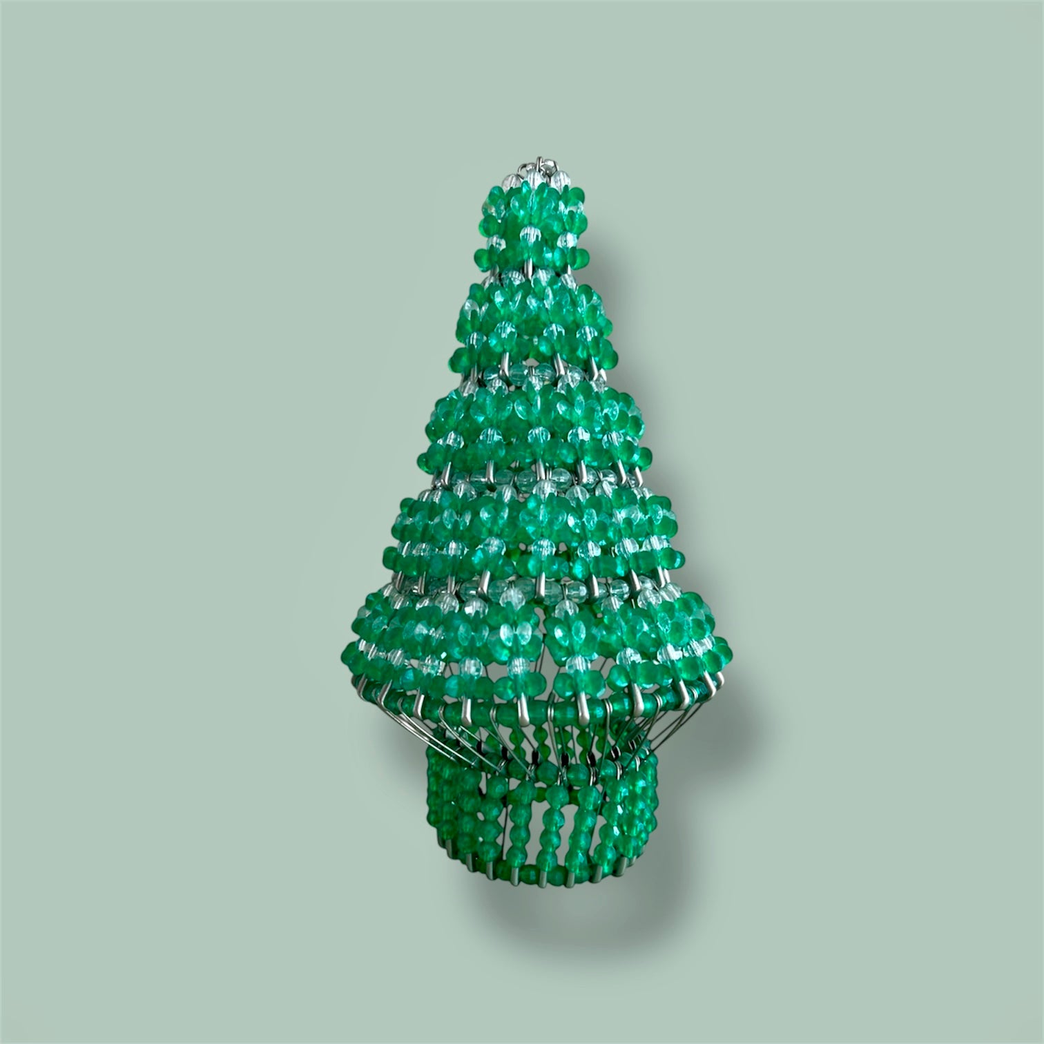 Vintage Christmas Tree Safety Pin Beads Tabletop Collectible Decor