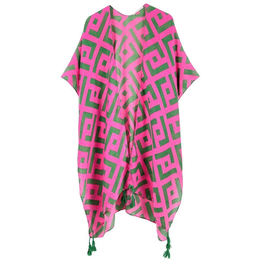 Pink/Green Geometric Kimono: Easy to Style, Hard to Ignore Jewelry Bubble