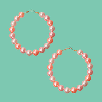 Pink Passion Pearl Hoop Earrings Jewelry Bubble