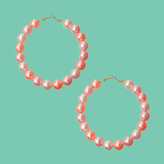 Pink Passion Pearl Hoop Earrings Pinktown