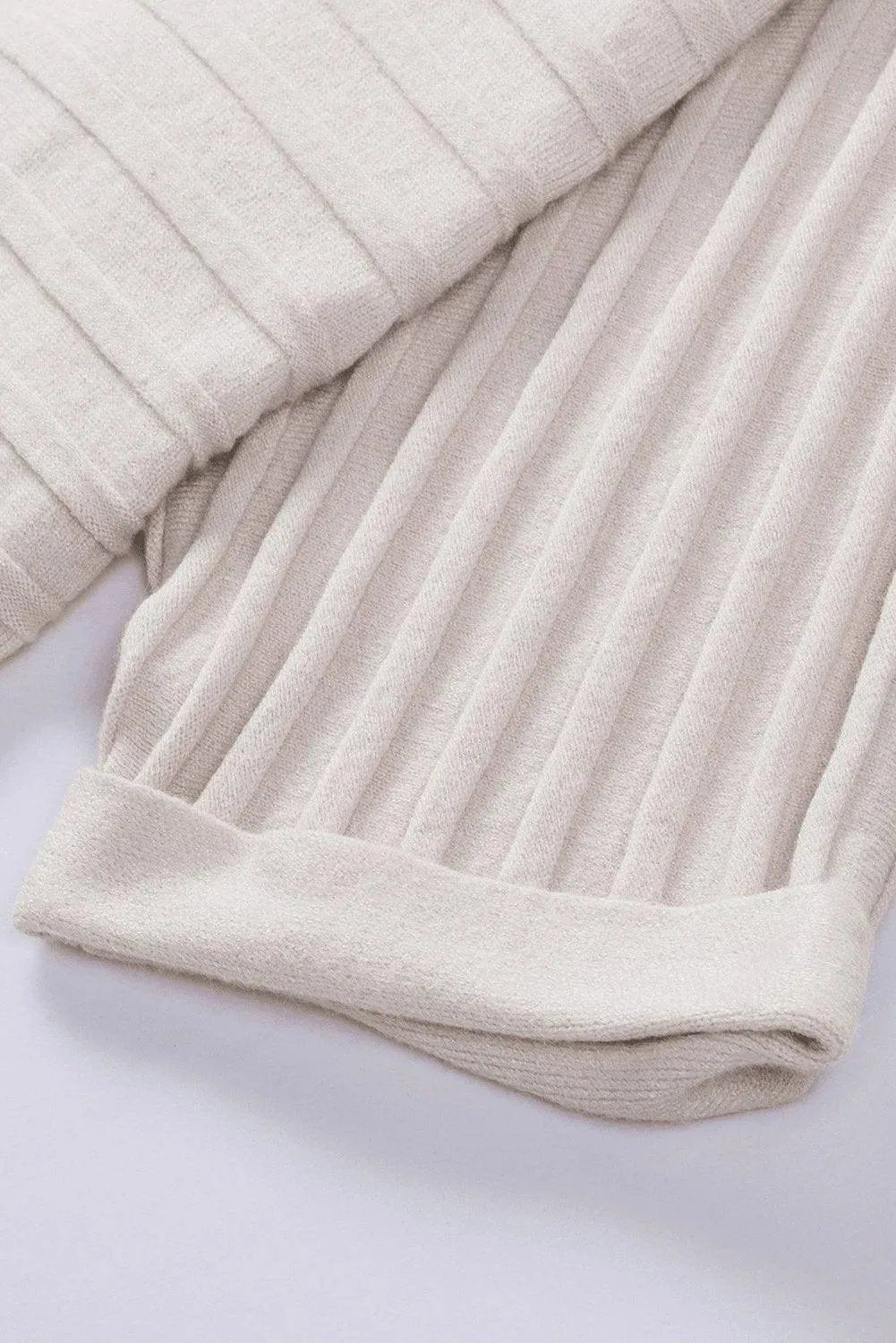 Pink Ribbed Open Front Knit Cardigan