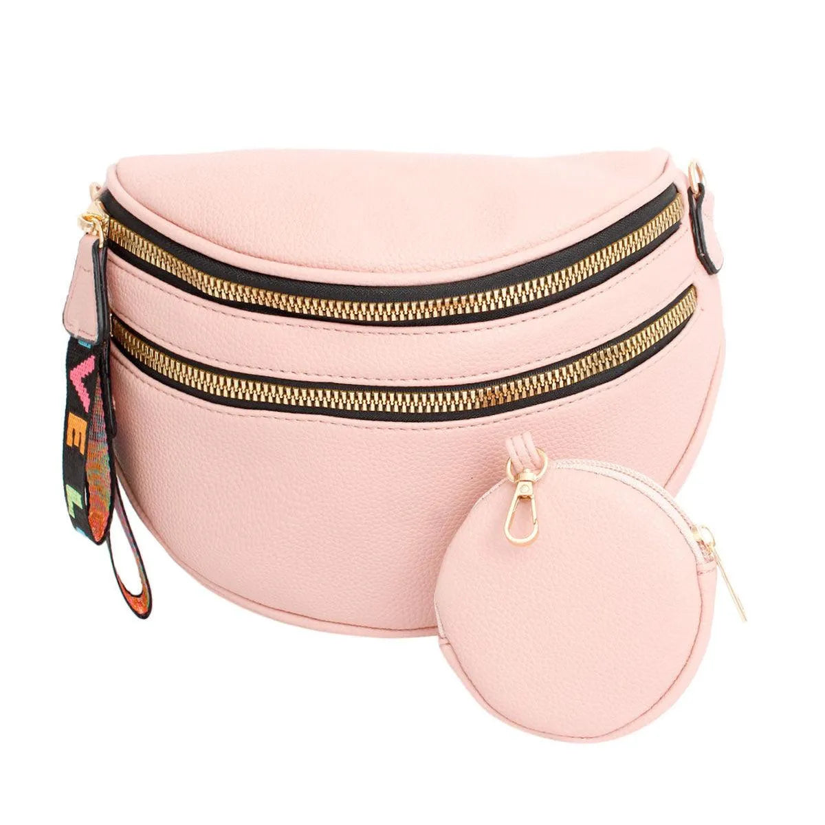 Pink Saddle Style Crossbody Ladies Bag with Coin Pouch - Fashion Meets Function Jewelry Bubble