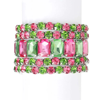 Pink and Green Acrylic Bracelets Silver Tone Jewelry Bubble