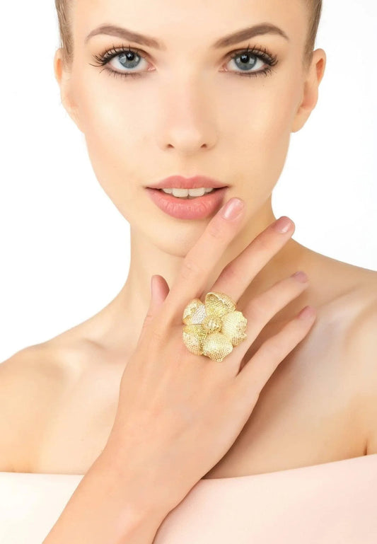 Poppy Flower Lemon Ring Gold Plated LATELITA