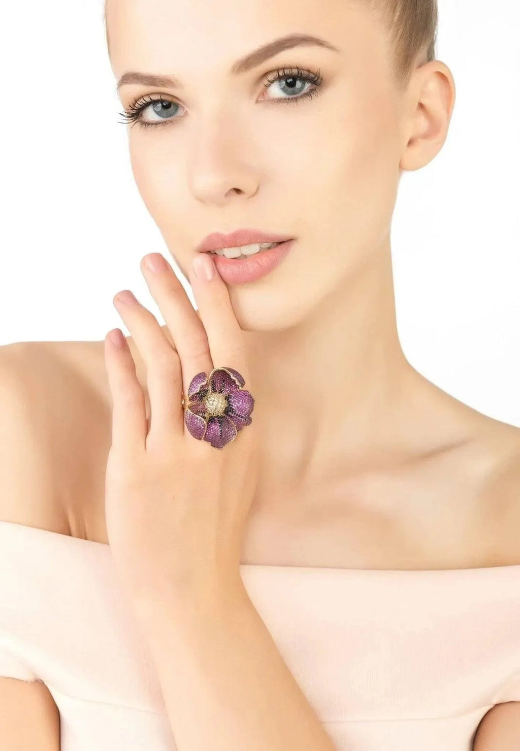 Poppy Flower Red Ring Gold Plated