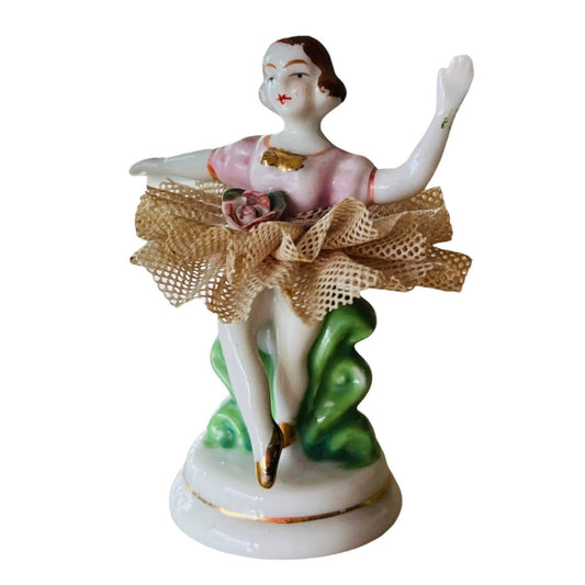 Porcelain Ballerina Vintage Figurine Marked Japan Jewelry Bubble