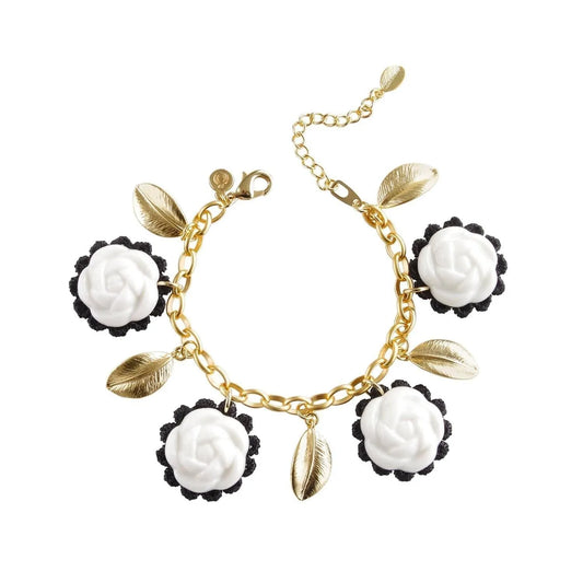 Porcelain Camellias and Golden Leaves Bracelet | POPORCELAIN Based in Denmark Jewelry Bubble